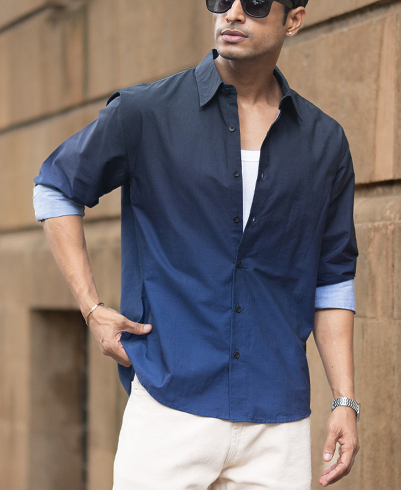 Dark Navy Ombre Print Shirt.