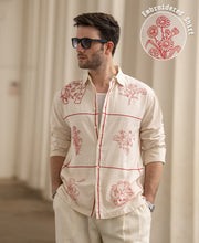 Natural Floral Embroidery Shirt