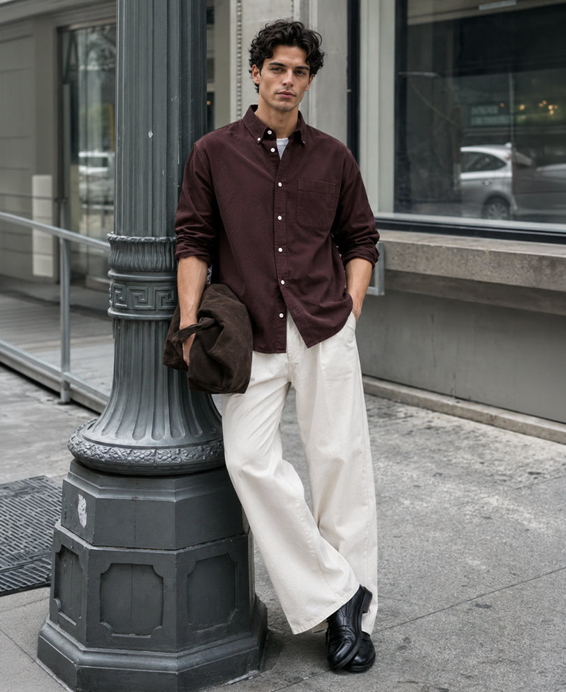 Brown Oxford Shirt 100% Cotton