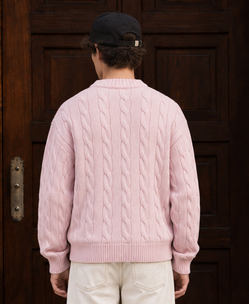 Light Pink Cable Knit Sweater
