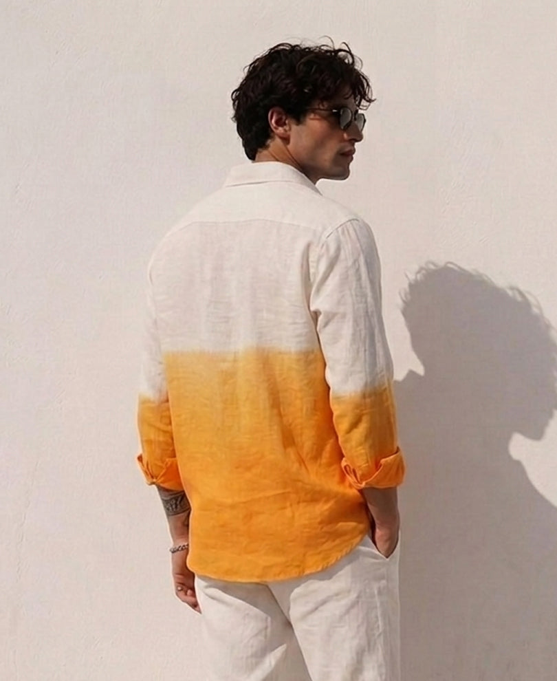 Yellow Ombre Linen Blend Shirt