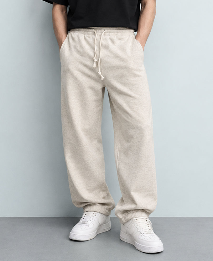 Light Beige Melange Knit Joggers