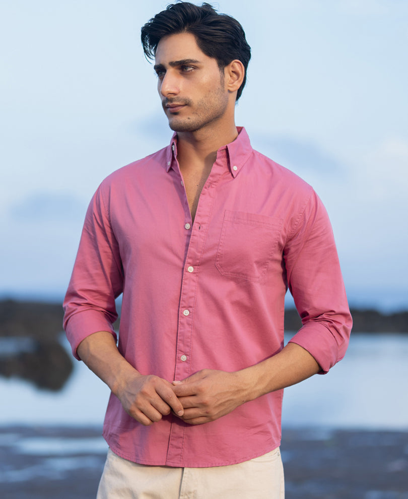 Rogue Pink Structured Buttondown Shirt.