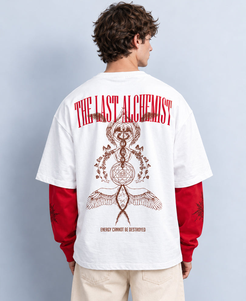 White Printed Doctor Sleeve T-Shirt 100% Cotton