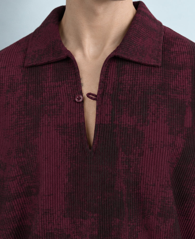 Wine Abstract Print Polo T-Shirt