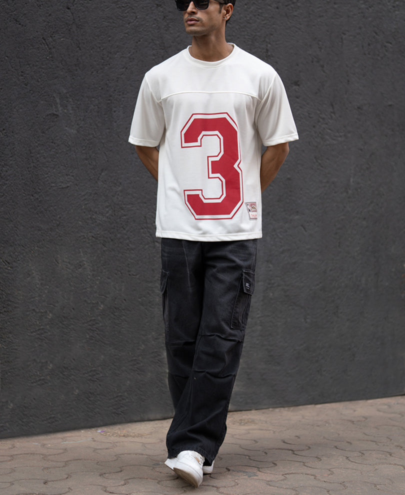 Off White Printed Jersey T-Shirt.