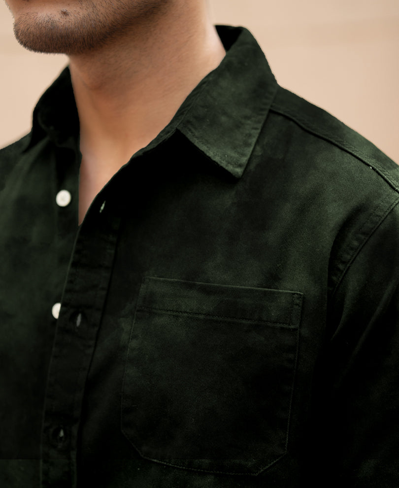 Dark Green Sprayed Shirt.