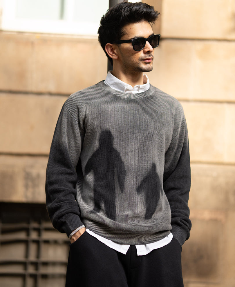Black Spray Print Knit T-Shirt 100% Cotton
