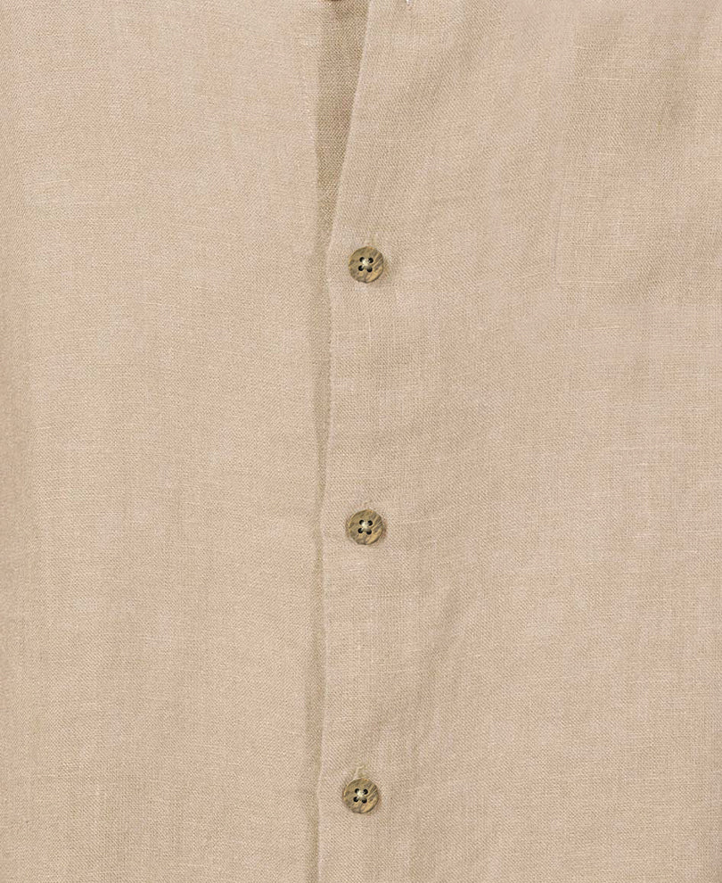 Beige 100% Linen Premium Regular Fit Shirt
