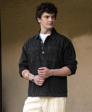 Black Denim Polo Shirt