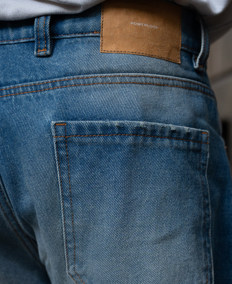 Mid Blue Distressed Baggy Jeans