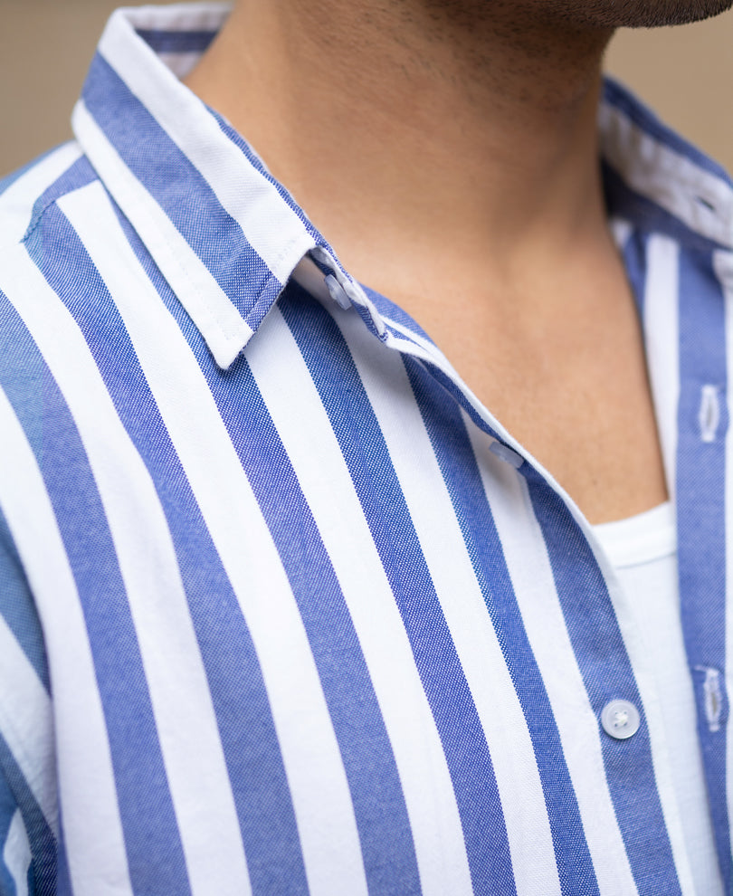 Blue Nautical Stripe Shirt.
