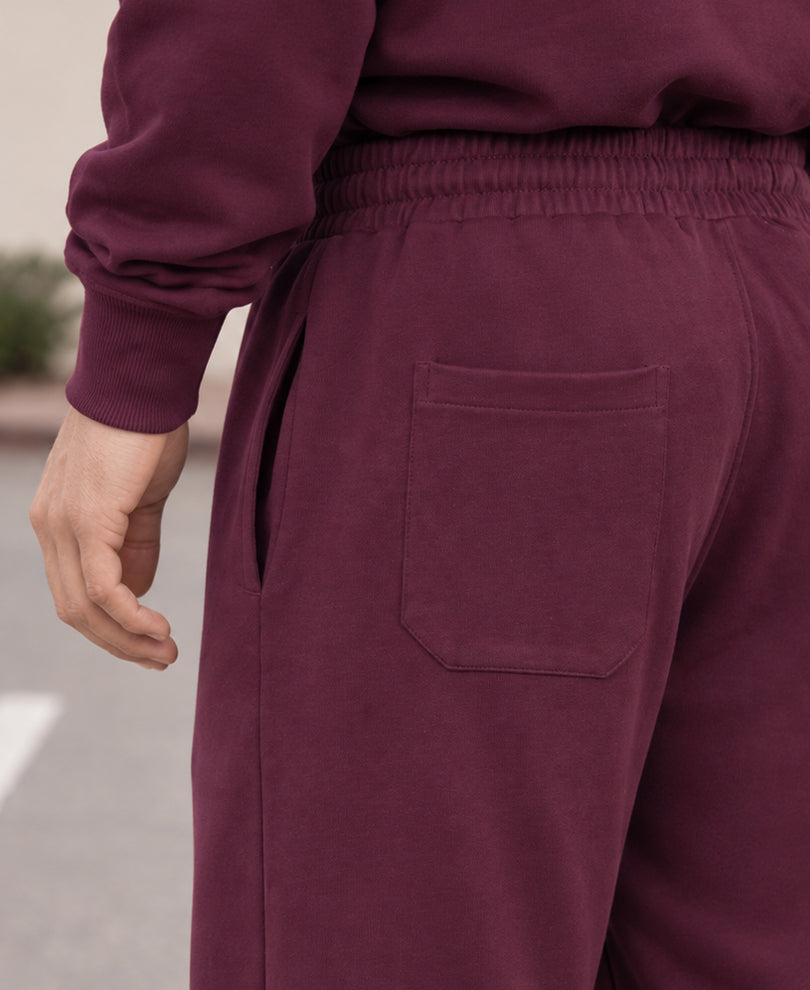 Wine Embroidered Zipper Sweatshirt