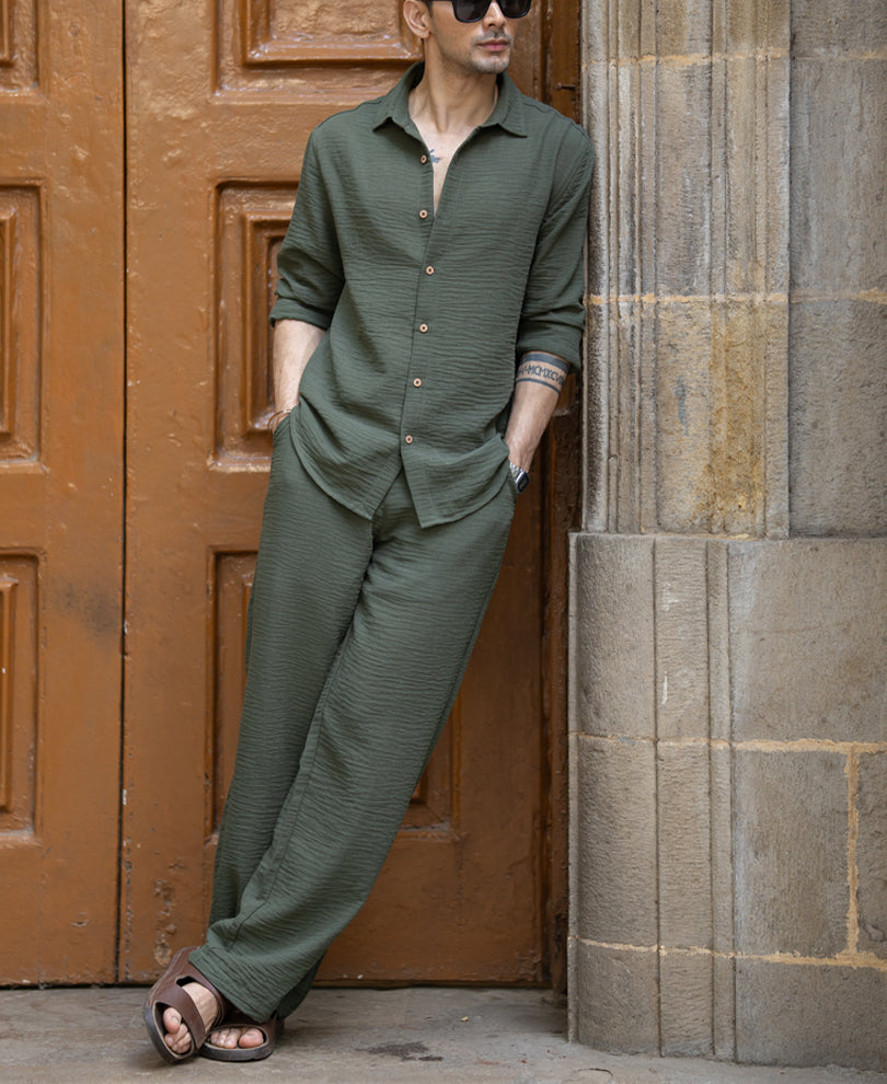 Olive Strcutured Co-Ord Set.