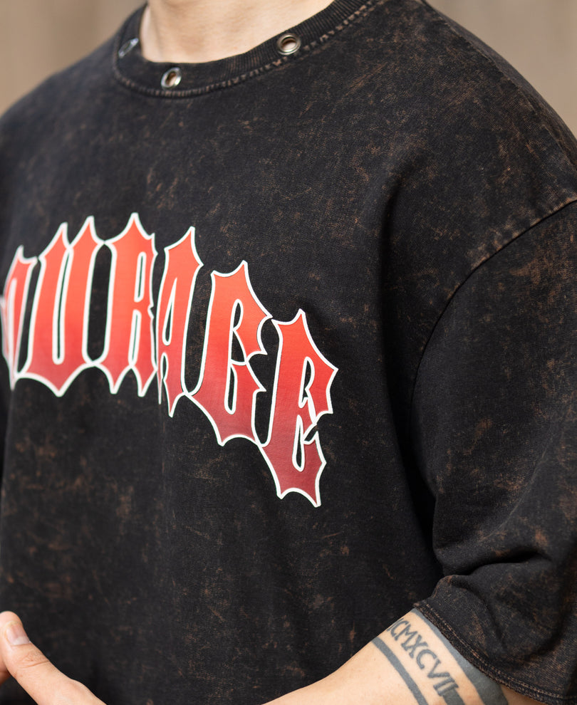 Black Washed Graphic T-Shirt 100% Cotton