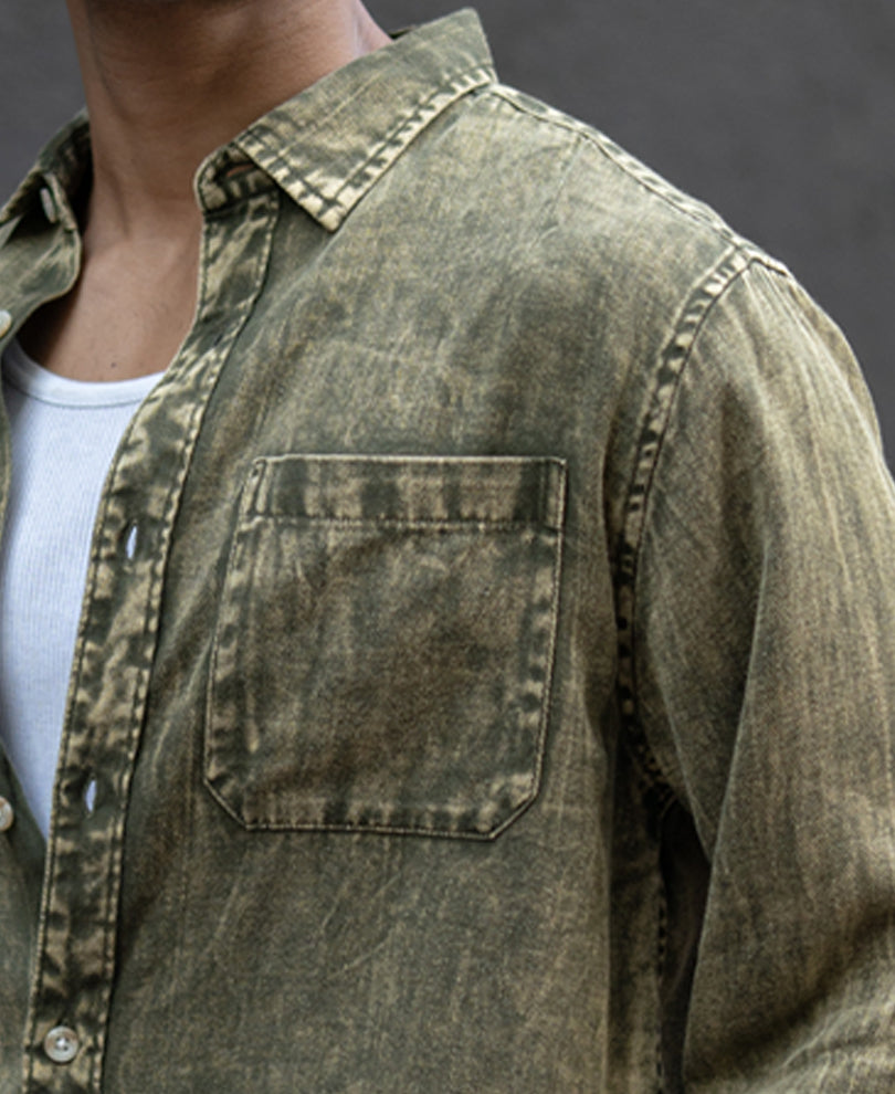 Olive Overdyed Lightweight Shirt.