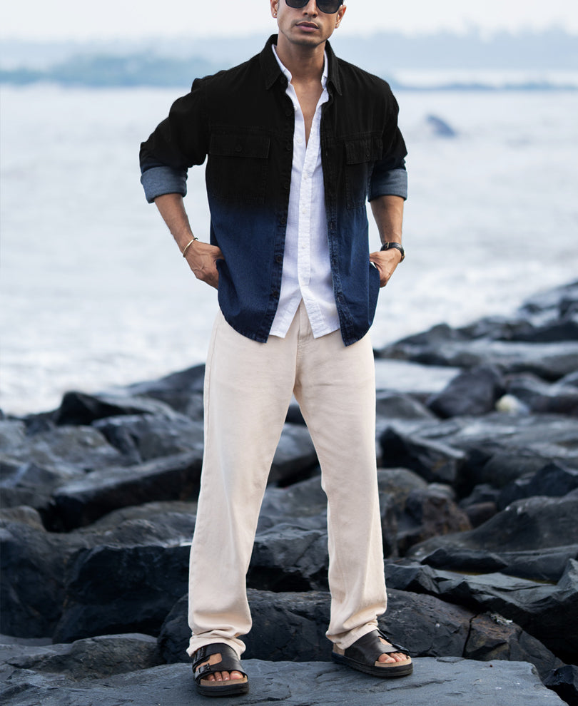 Black Ombre Denim Shirt.