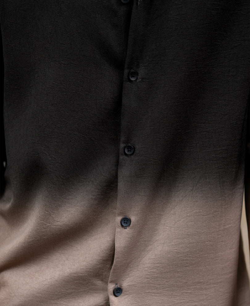 Brown Ombre Satin Shirt.