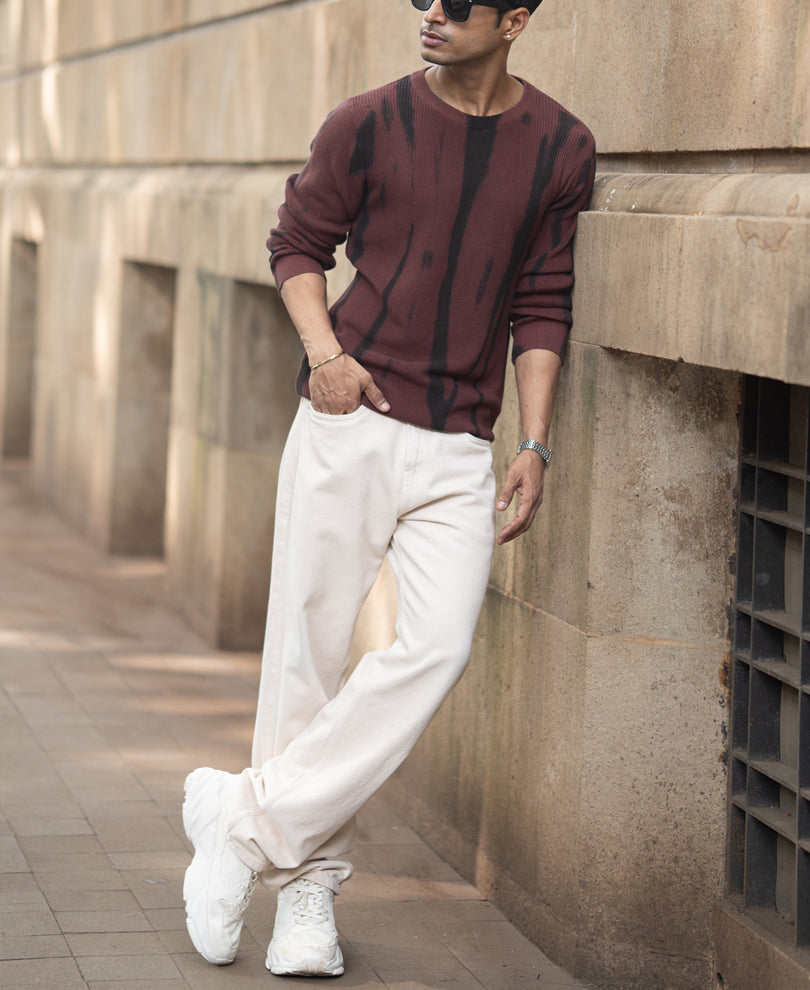 Brown Flat Knit Cotton T-Shirt.