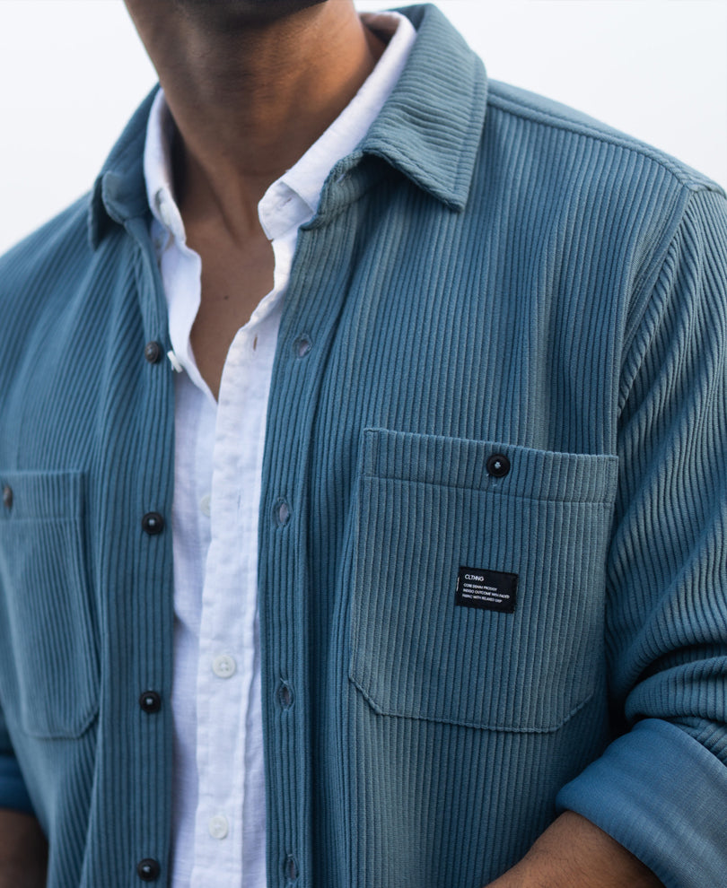 Grey Sky Knit Shirt With Pockets.