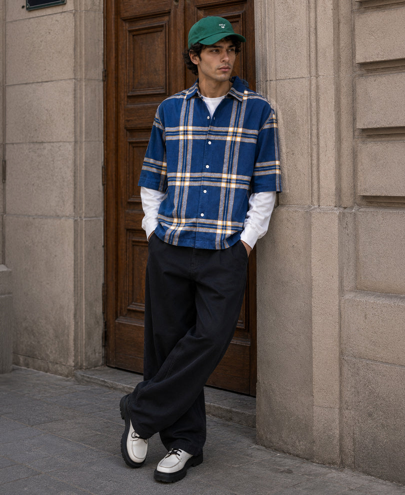Blue Checks Doctor Sleeve Shirt