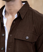 Brown Corduroy Shirt With Pockets.