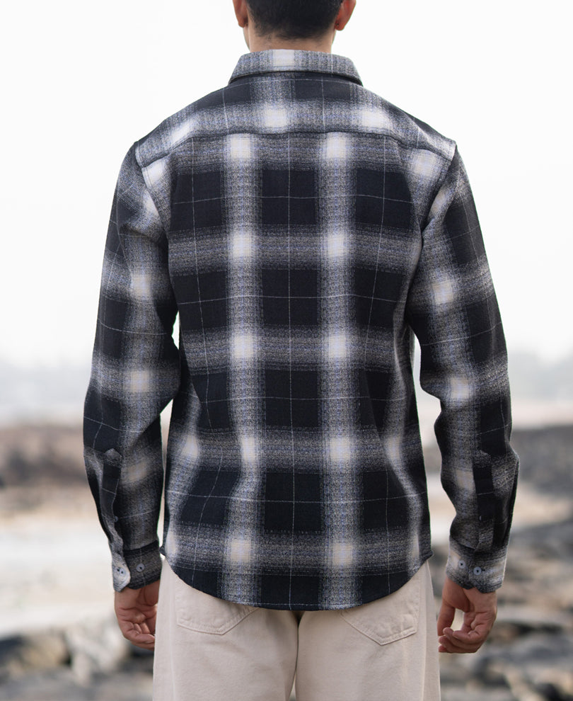 Black Structured Button Down Shirt.