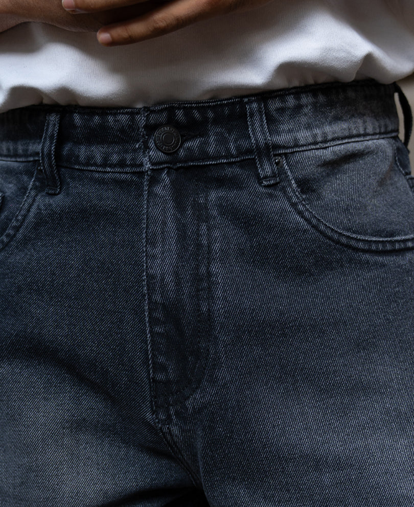 Charcoal Flame Print Baggy Jeans
