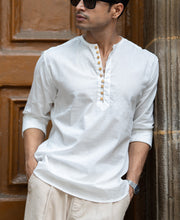 Off-White Embroidered Kurta Shirt.
