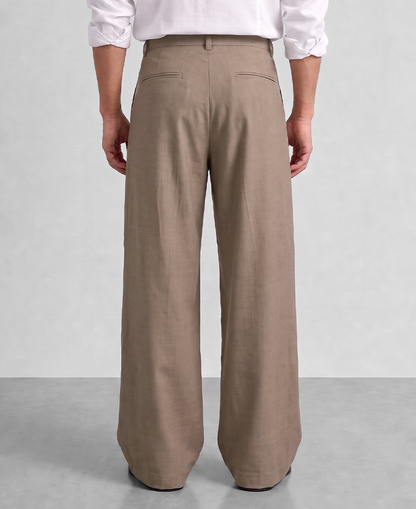 Beige Pleated Trousers