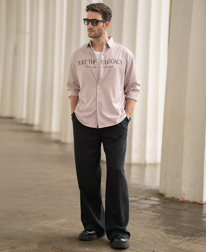 Light Beige Printed Lightweight Shirt