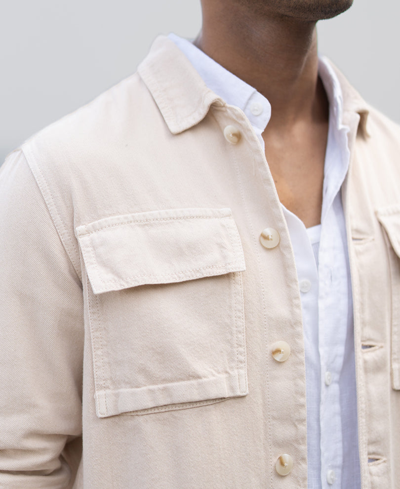 Beige Denim Overshirt.