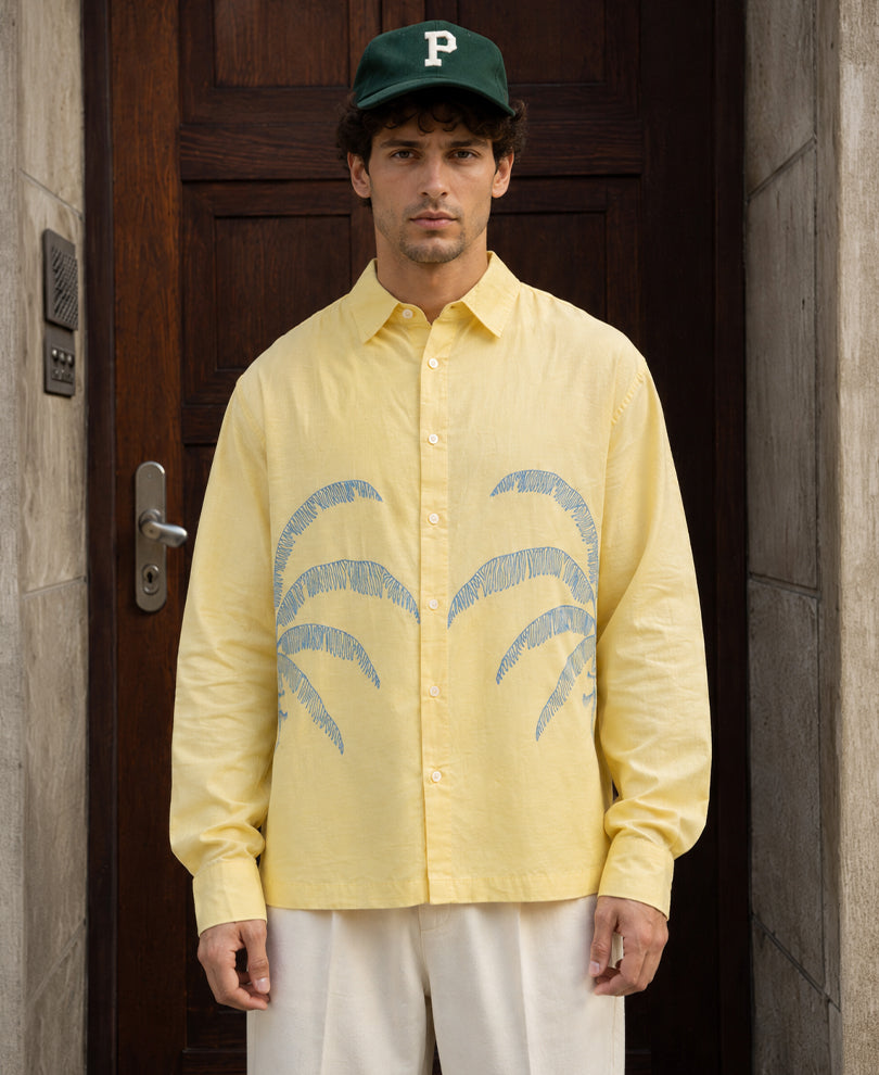 Yellow Embroidered Cotton Shirt 100% Cotton