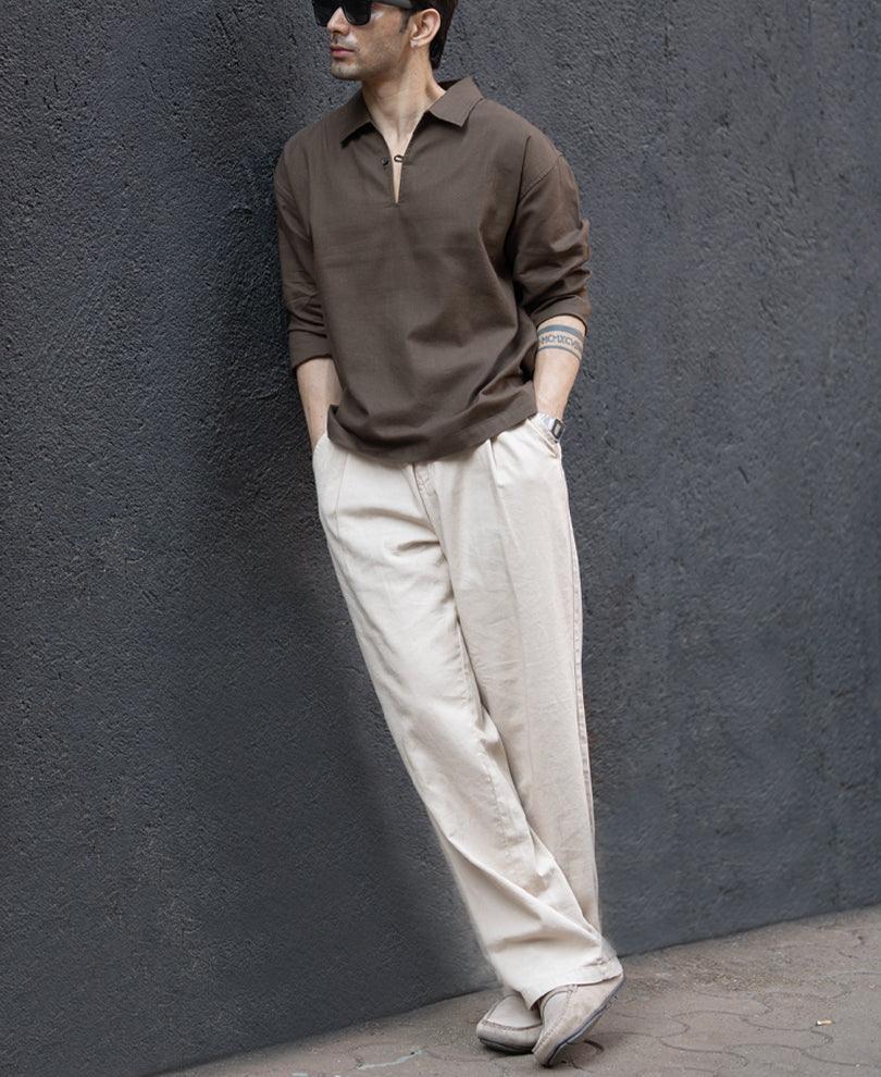 Brown Lightweight Structured Kurta Shirt.