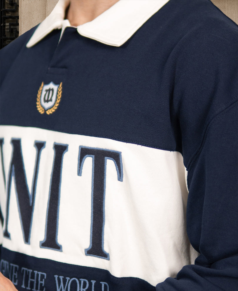 Navy Embroidered Boxy T-Shirt 100% Cotton