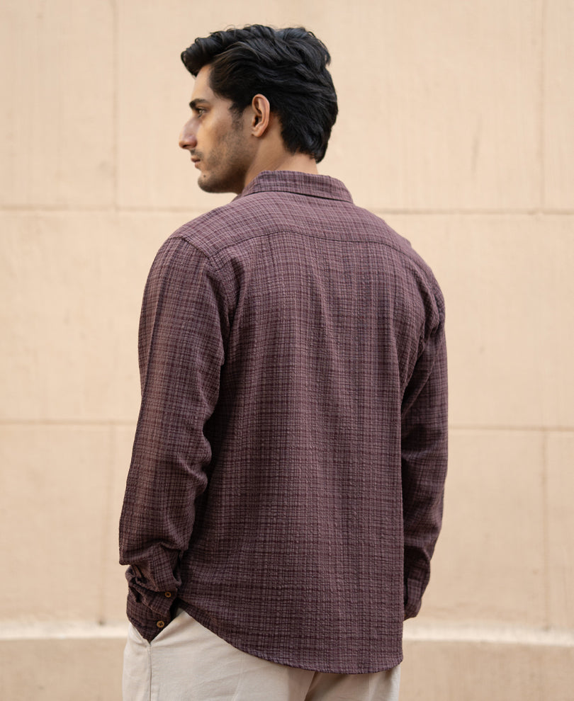 Brown Structured Lightweight Shirt.