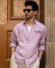 Light Pink Embroidered Stripe Shirt 100% Cotton
