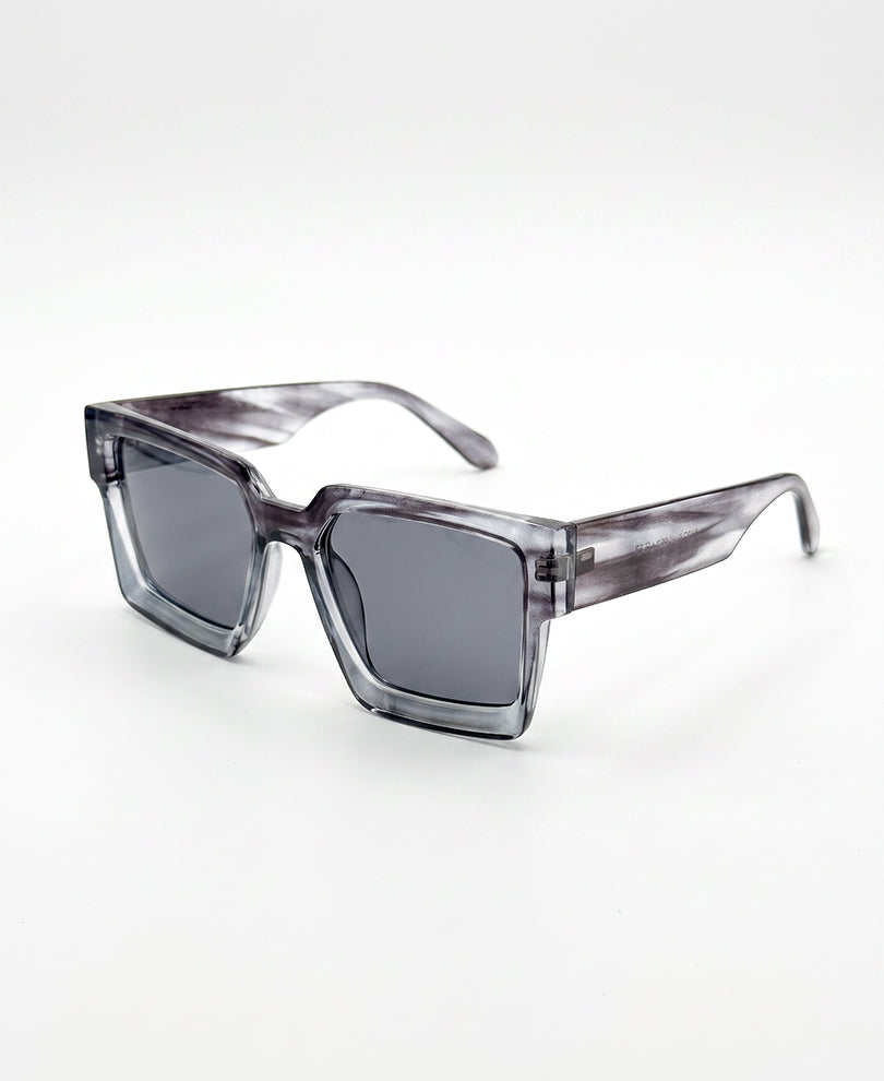 Transparent Brown Rectangular Sunglasses