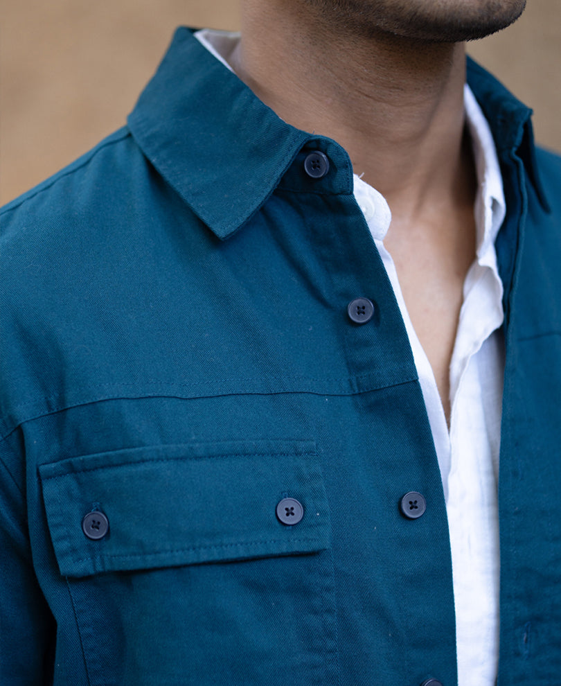 Royal Blue Structured Overshirt.
