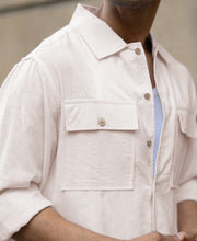 Cream Linen Double Pocket Shirt.
