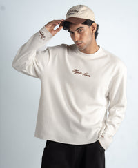 White Embroidered Structure T-Shirt