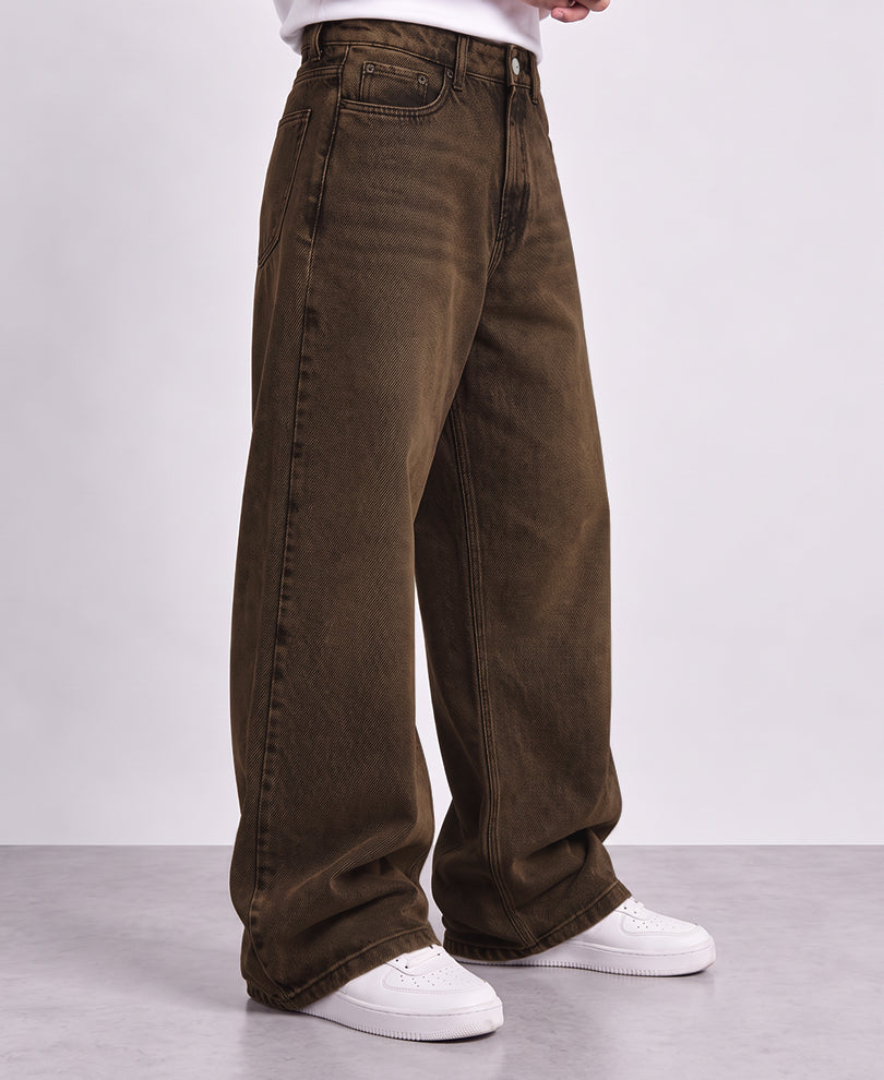 Tinted Brown Extra Baggy Jeans