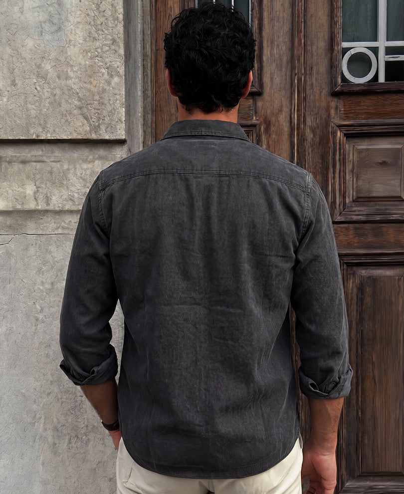 Black washed structured Shirt