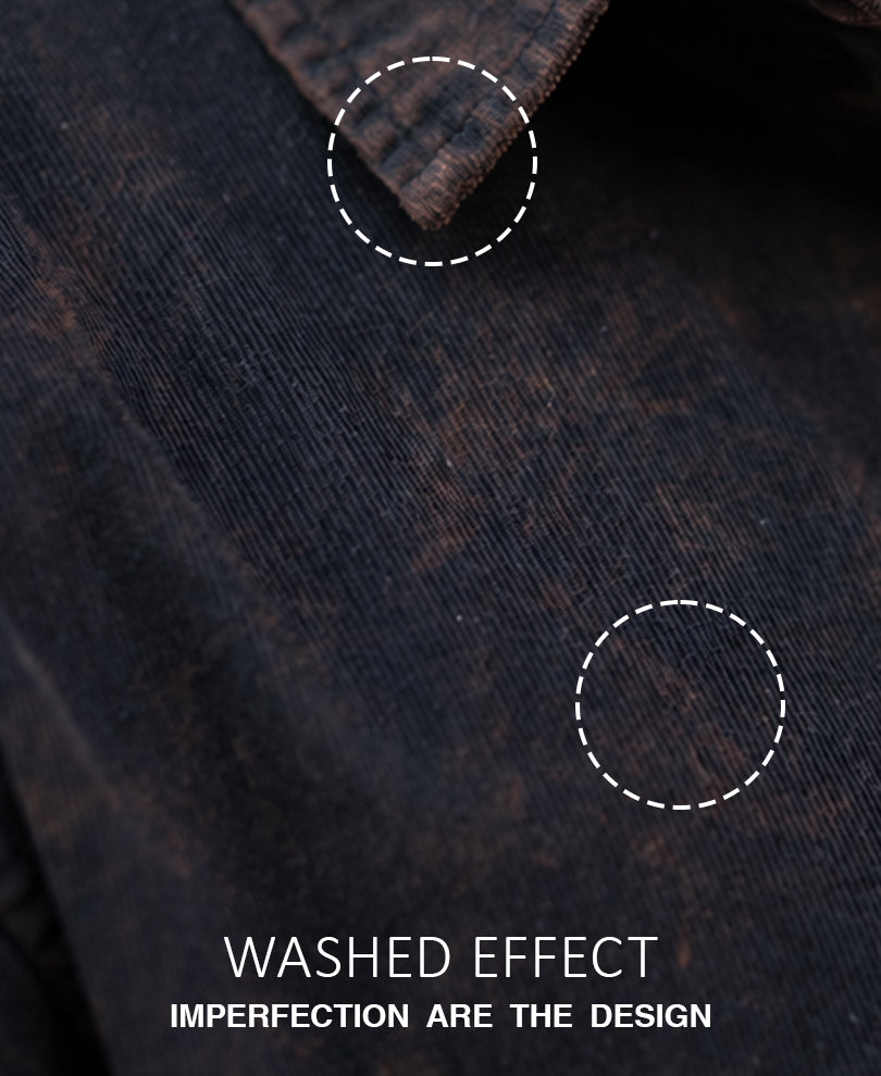 Black Washed Corduroy Shirt 100% Cotton