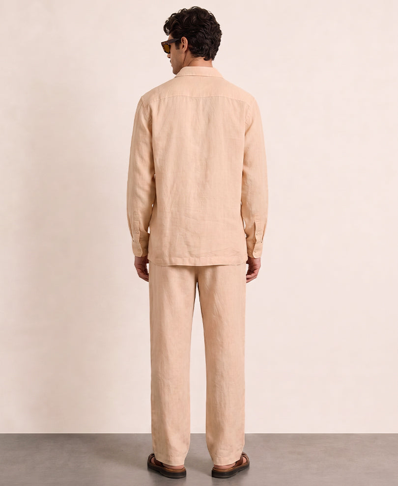 Peach Linen Blend Cord Set