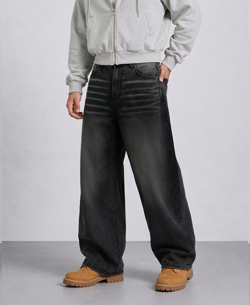 Black Washed Baggy Denim Jeans