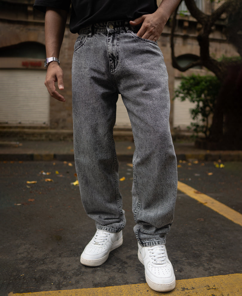 Dark Grey Baggy fit Denim Jeans.