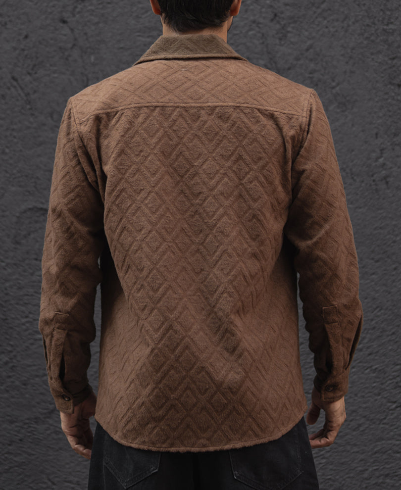Dark Brown Regular Fit Full Sleeves Shirt.