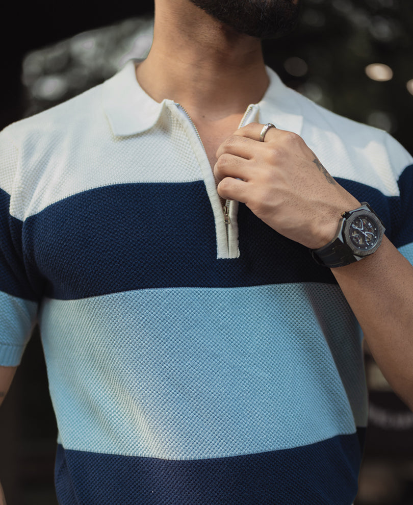 Multi Colour Knits Regular Fit Half Sleeves Tshirt.