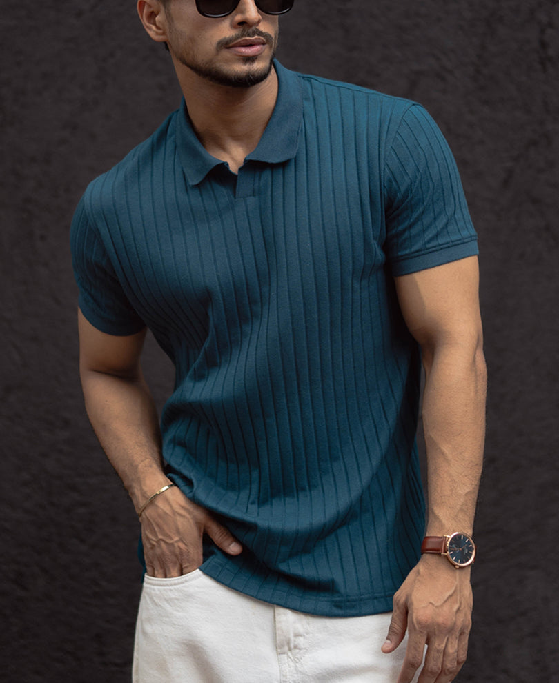 Royal Blue Regular Fit Half Sleeves T-Shirt.